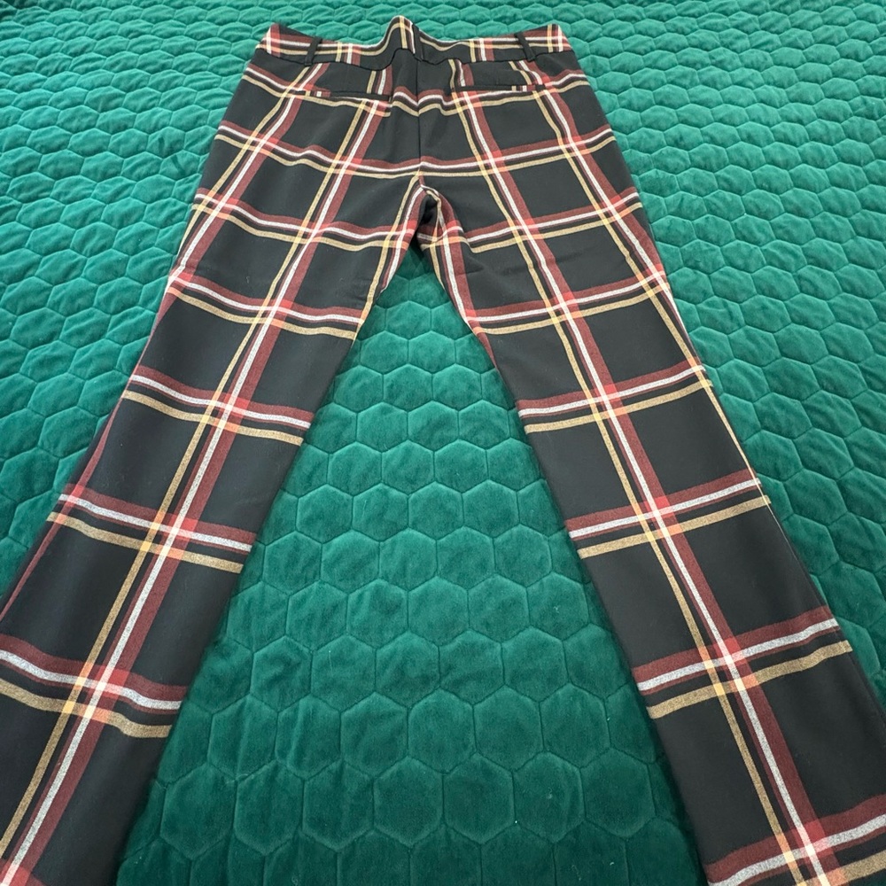 LOFT Black and Red Plaid Pants